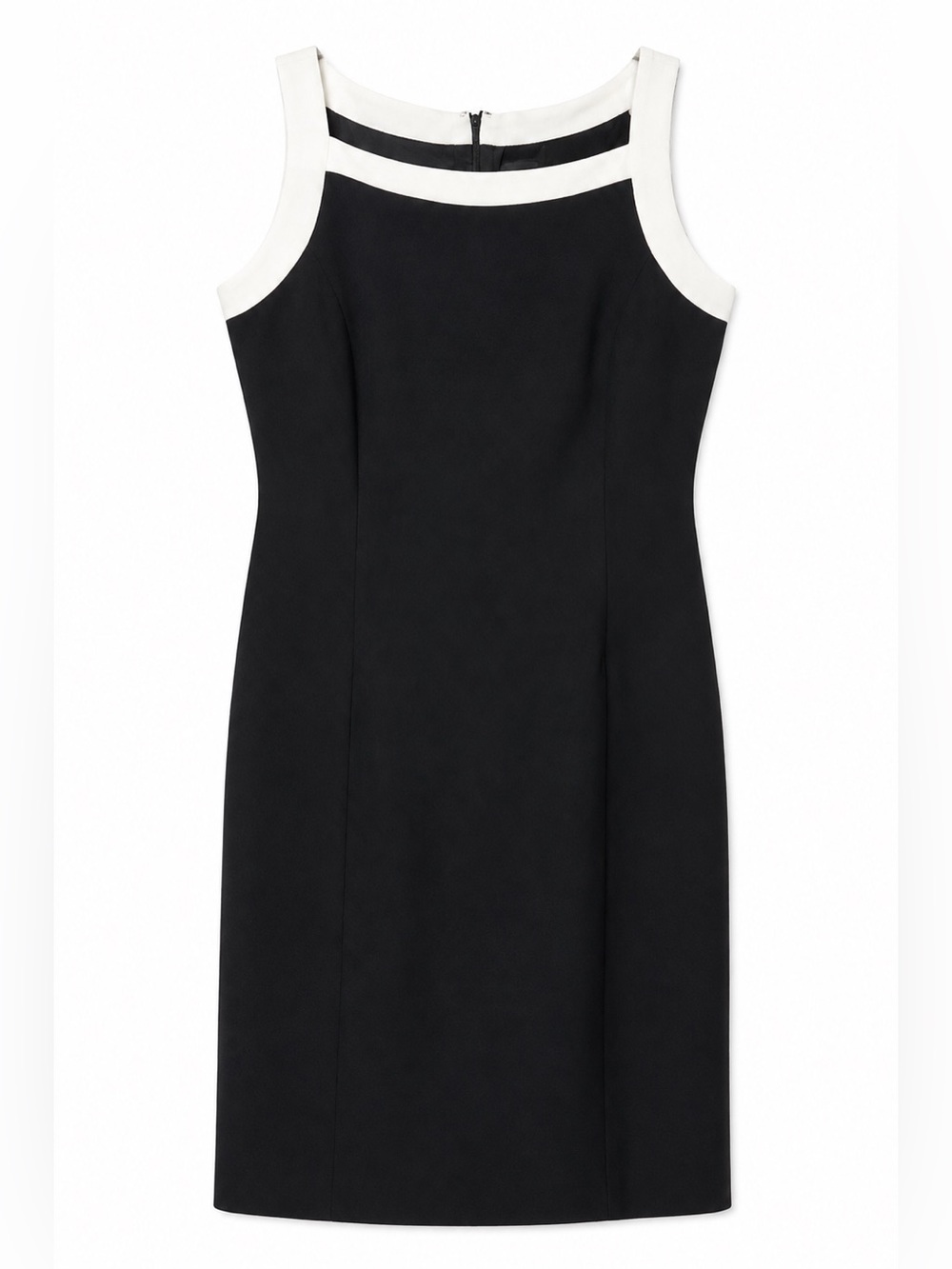 Vintage 90s Casual Corner Black White Sheath Dress